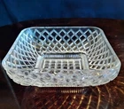Vintage Federal Glass Diamond Lattice Bowl Clear Mid-Century Pressed Glass