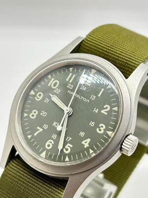 Near Mint] Hamilton Khaki 9415A 33mm Green Dial Hand-winding Men's