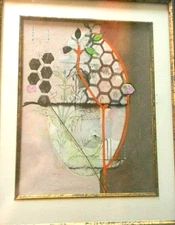 Martin Facey Dogwood Acrylic Painting Mixed media Floral Abstract Layered paper