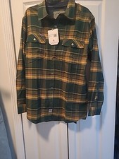 Mens Legendary Outdoors Flannel Shirt SzM Green/yellow Snap Closure