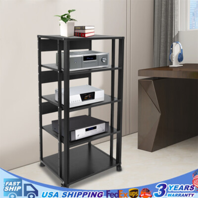 Freestanding Audio Rack AV Tower Media Stand 5-Tier Electronics Equipment Shelf