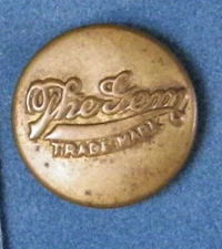 Bb  The Gem TRADEMARK Antique Brass OVERALL BUTTON Wobble shank