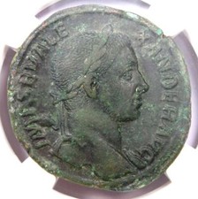 Roman Severus Alexander AE Sestertius Copper Coin 222-235 AD - NGC XF