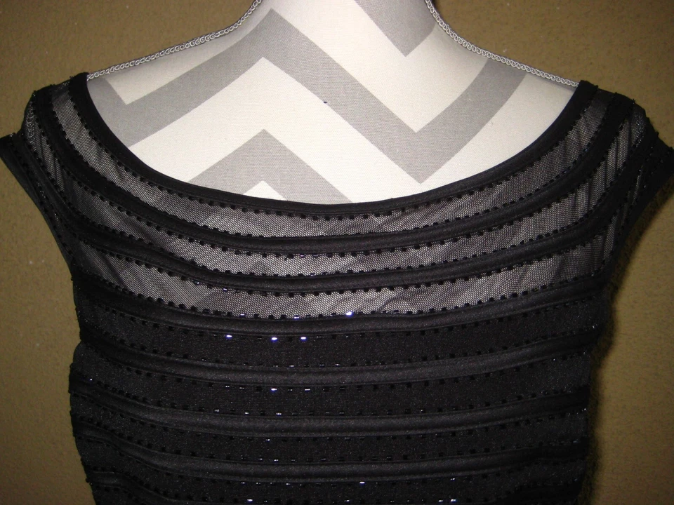 JS Collection black beaded stretch off shoulder banded crop evening top 10 - Image 3 of 4