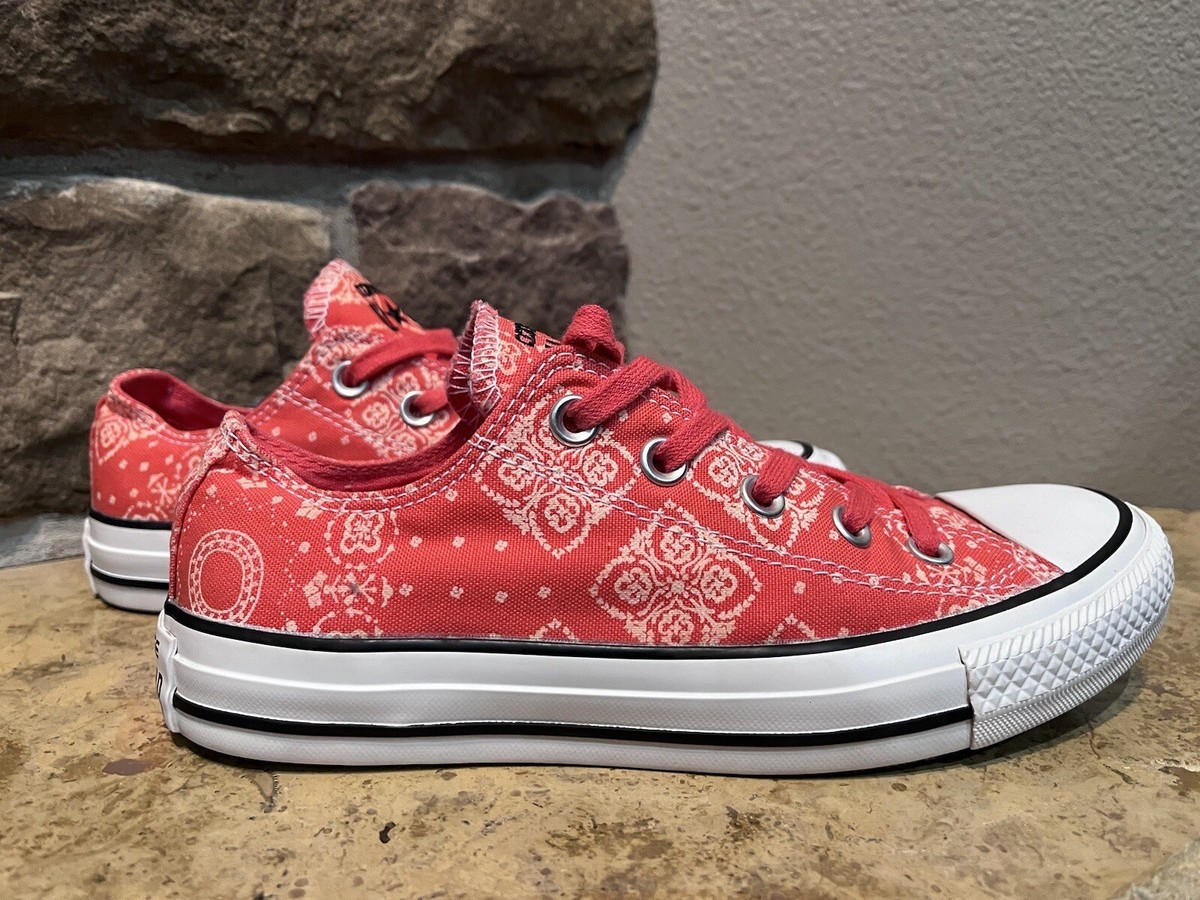 Converse All Stars Coral Red Bandana Print Sneakers Women