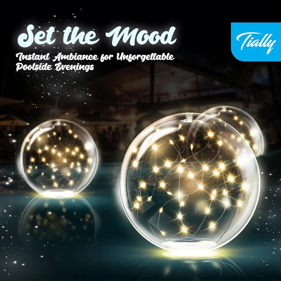 Fairy Floating Pool Lights Solar Powered-14"Inflatable Waterproof Led Glow Balls - Image 4 of 4
