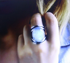 Boho Rainbow Moonstone Type Ring Silver Tone Jewelry Size 9 Birthday Gift NWT