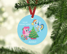 RAINBOW DASH PINKIE PIE MLP PERSONALIZED NAME METAL CHRISTMAS ORNAMENT 2020