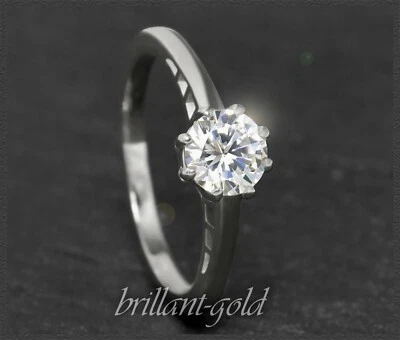 Diamant Damen 585 Gold Brillant Ring 0,99ct, Top Wesselton F, Si; Weißgold NEU - Bild 1 von 4