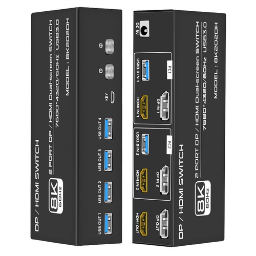 2 In 2 Out 8K DP1.4 HDMI USB3.0 KVM Switch Switcher 2x2 For 2 Computer 2 Monitor - 第 9/14 張圖片