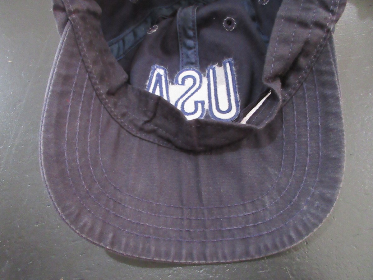 VINTAGE Ralph Lauren Polo Hat Cap Strap Back Blue USA Logo