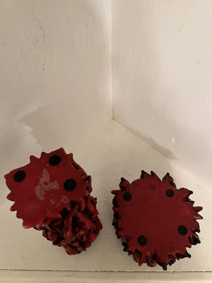 Red Chili Peppers Candle Holders, Set Of 2.   Resin 3” And 4” Dia.  6” - Image 2 of 4