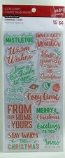 Recollections Christmas Clear Stamps, Christmas Sayings / Words 15 pc - NEW