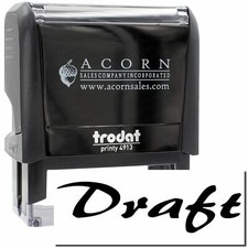 Large Self-Inking Cursive Draft Stamp Size 7/8" Tall x 2-1/4" Wide