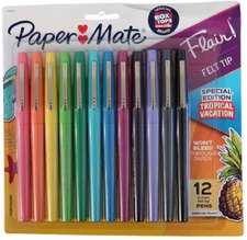 PaperMate Flair Tropical Vacation 12 Felt Tip  0.7 Medium Point Pens New In Pack