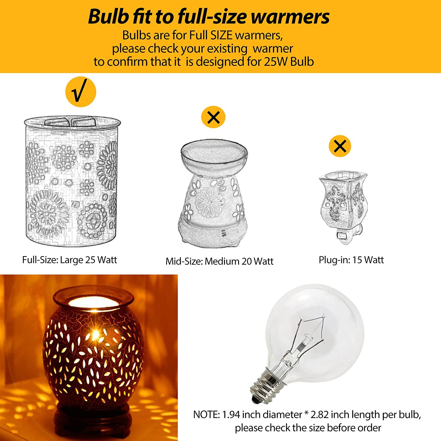 Wax Warmer Bulbs 6 Pack, G50 25 Watt Light Bulbs for Full Size Scentsy Warmers, eBay