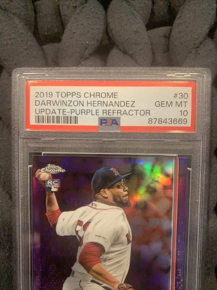 Darwinzon Hernandez RC #/175 Purple Refractor 2019 Topps Chrome PSA 10 Pop 2 - Image 4 of 4