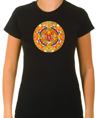 Aztekisches Sonnenstein, Symbol 3/4 kurzärmeliges T-Shirt Frau G101