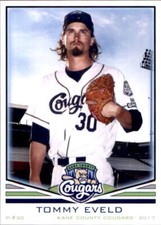 2017 Kane County Cougars Grandstand 9 Tommy Eveld Tampa Florida FL Baseball Card