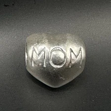 MOM Heart Bead Charm Slide Pendant Signed Cham 925 F Chamilia Sterling Silver