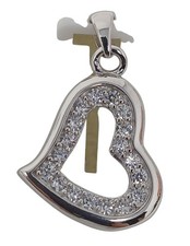 Sterling Silver Open Heart Pendant With CZ Stones G-7