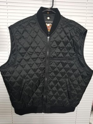 Harley Davidson Vest Mens 2XL Black Quilted Liner Full Zip Padded MINT