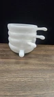 4 Vintage GLASBAKE Milk Glass Soup Chili Crock Bowls Lug Handle J2663 White 11oz
