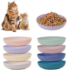 Cat dishes shallow whisker friendly bowls set of eight wheat straw