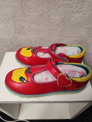 Irregular Choice Schuhe Mädchen Eur 34 UK 1,5/2 Rot Apfel/Raupe Neu Mary Jane
