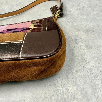 COACH Patchwork Mini Demi Pouch Rare Y2K Signature Suede Leopard