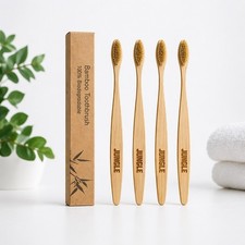 JUNGLE Bamboo Toothbrush Boar Bristle Adults 4 Pack Eco Friendly