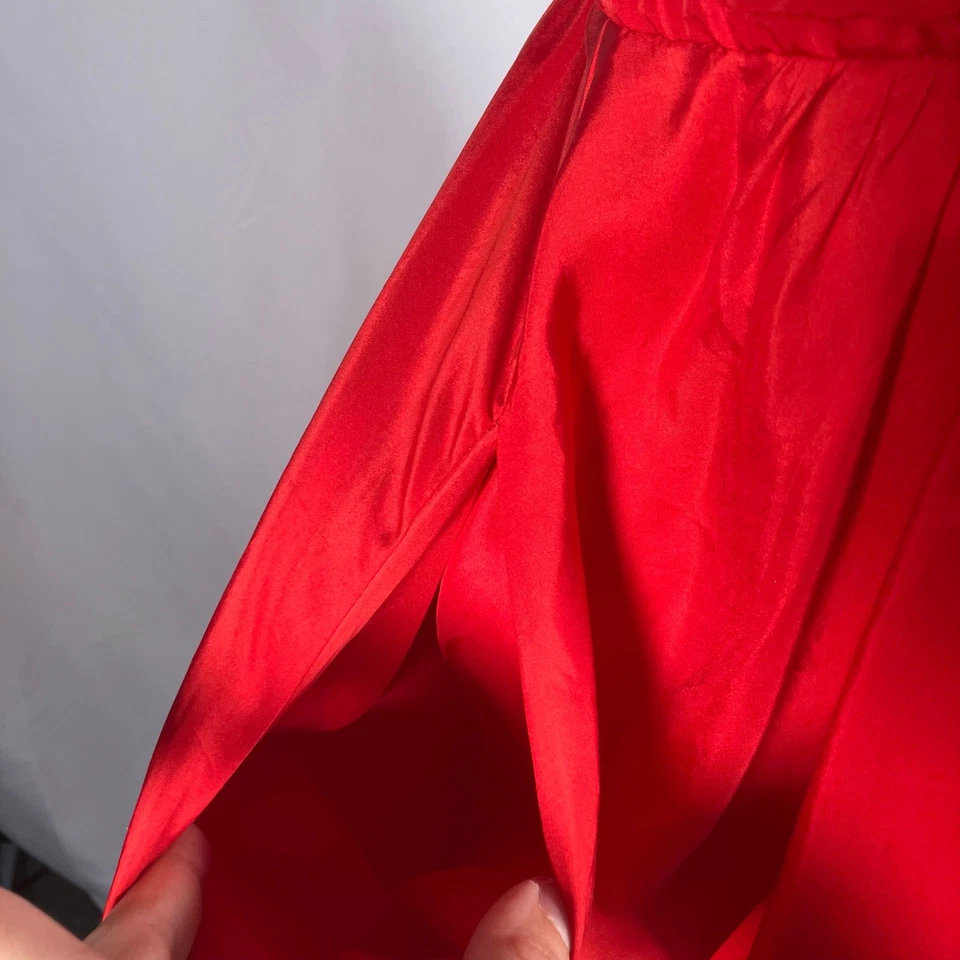 Vestido midi Moulinette Soeurs rojo seda talla 8 cintura ajustada manchas defectuosas Foto 4 de 4