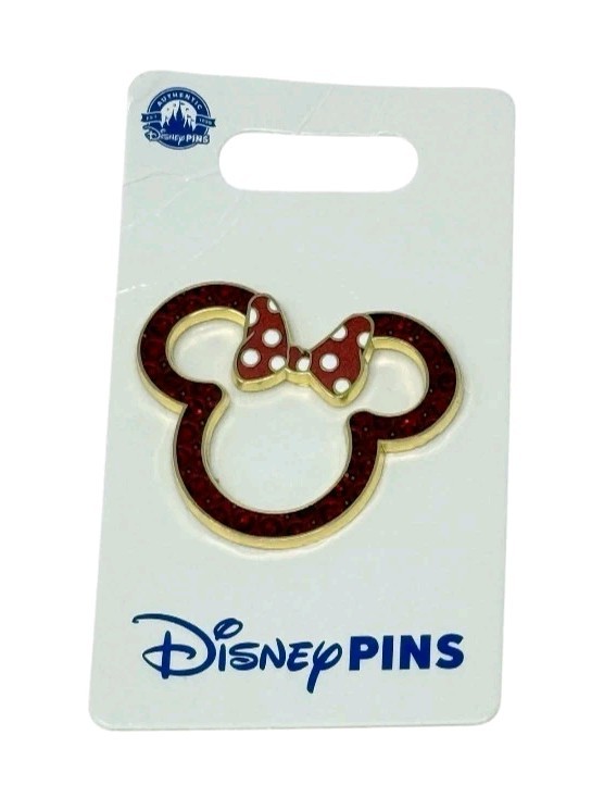 Disney Parks Red Crystal Minnie Mouse Head Outline Disney Pin Trading Collection
