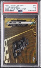 2020 TOPPS CHROME FORMULA 1 GOLD WAVE REFRACTOR #21 LEWIS HAMILTON 8/50 PSA 7