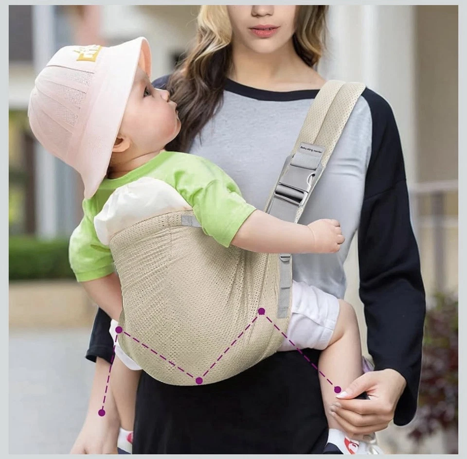 可调式婴儿背带新生儿至幼儿 10-30 磅深卡其色 - 全新带盒 — 第 4/4 张图片