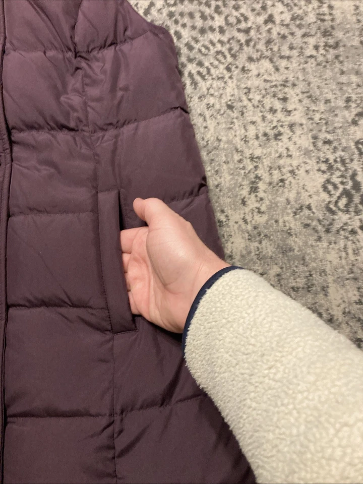 J. Jill Vest Women’s Purple Puffer Sleeveless Down Jacket Hooded XS Long - Image 3 of 4