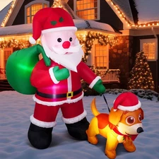 Leyndo 5 ft Schnauzer Christmas Inflatables Outdoor Decorations Xmas Dog Blow