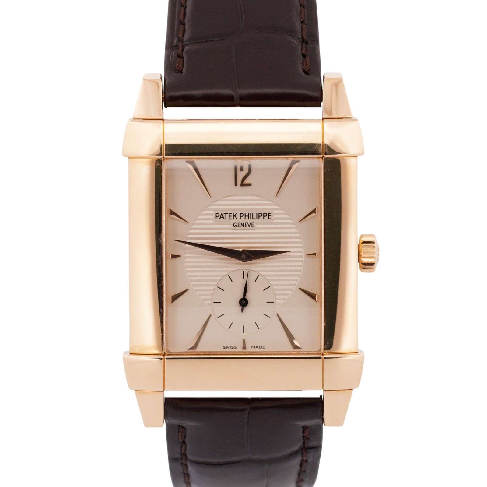 Patek Philippe Gondolo 18k Rose Gold IVORY 35mmX47mm Manual Leather 5111R Watch