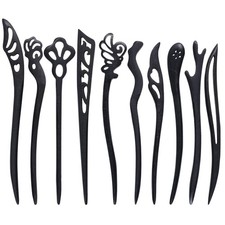 10 Pieces Wooden Hair Sticks Chinese Chignon Japanese Hair Chopsticks Wooden ...