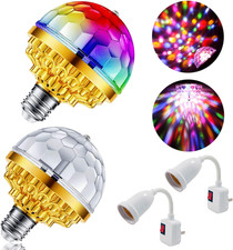 2 Pack Colorful Magic Rotating Ball Light, LED Plug in Disco Ball Light, RGB Dis