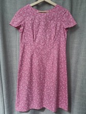 Vintage 1950s Tea Dress Pink Floral Knee Length Size 12 Handmade Kitsch C39