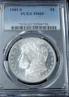1881-S $1 Morgan Silver Dollar - PCGS MS65