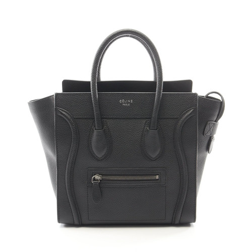 【Bag】CELINE Luggage Micro Shopper Handbag Tote Bag Leather Black Celine