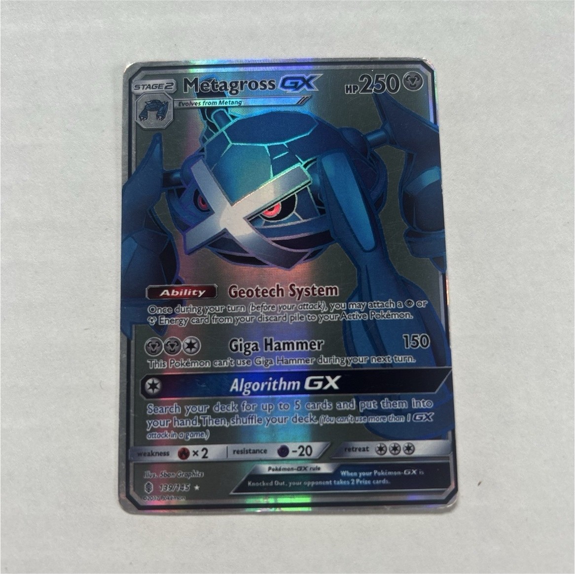 Pokémon Metagross GX Full Art Ultra Rare Holo Sm-Guardians Rising 139/145