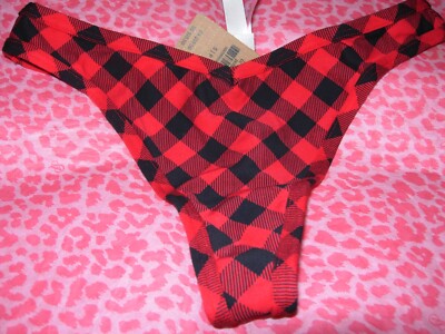 Victoria's Secret PINK XMAS Holiday Thong String V-Cut Christmas Plaid XS XXL