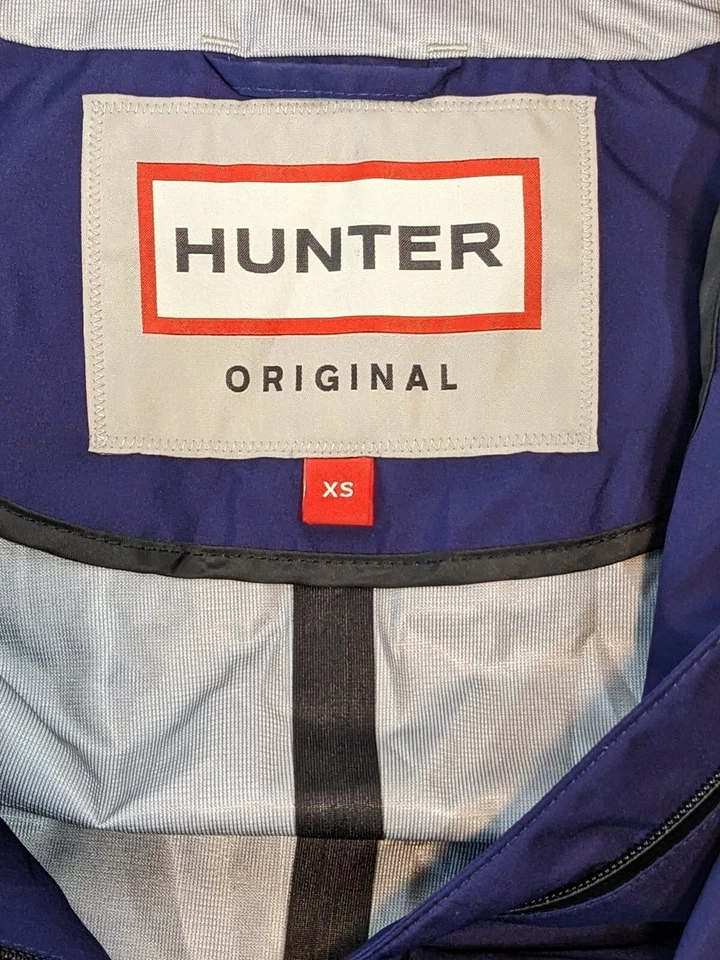 Hunter Original Womens XS Hooded Smock Raincoat JACKET water resistant blue purp - Image 4 of 4