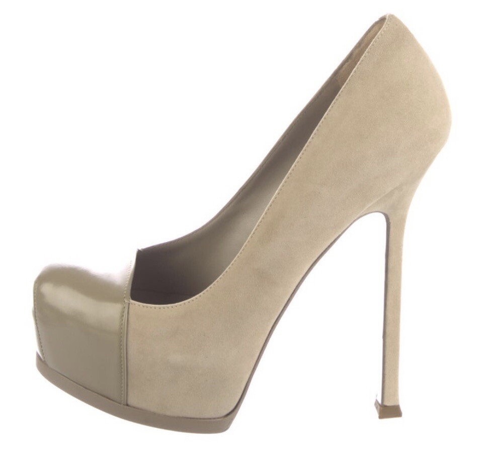 $995 TACCHI PLATEAU YVES SAINT LAURENT RIVA SINISTRA PELLE SCAMOSCIATA PLATEAU TAGLIA 5 5 35 5