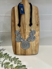 Brand New Chunky Bib Necklace Silver Tone Faux Turquoise Stone Southwestern Cute