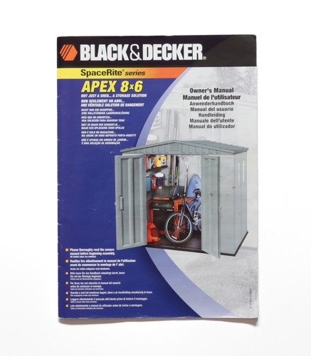 Original Black & Decker SpaceRite Series Apex 8x6 Shed Owner's Manual