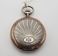 Antique Circa 1920s Invar Pocket Watch Silver 800 Rose Gold Plated 50mm 3.1oz